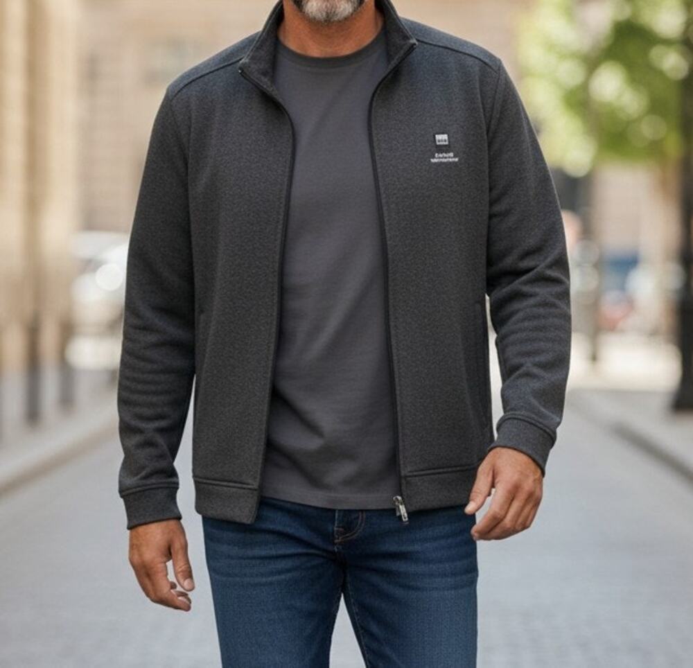Linksoul John Ashworth Mens Medium Gray Full Zip Jacket Boyne Highlands Golf